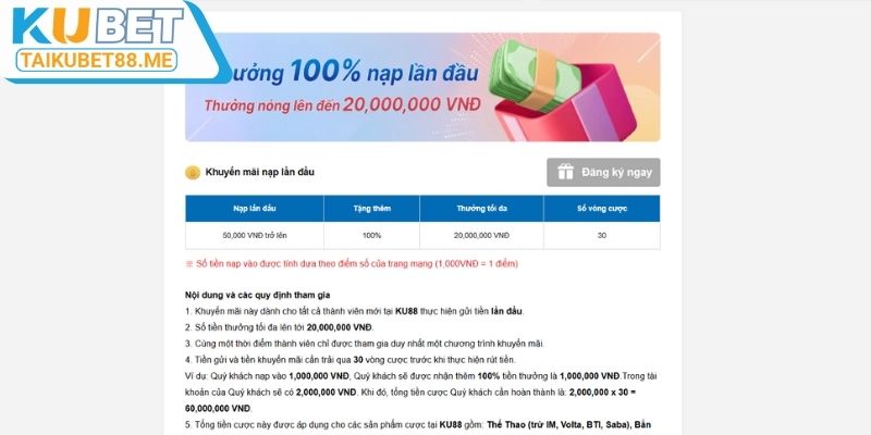 Ưu đãi nạp tiền Kubet88